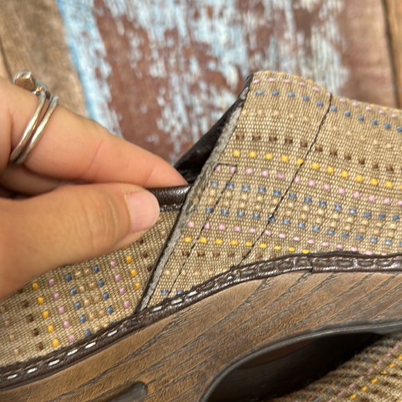 Dansko Tan Cloth Clogs - Picture 12 of 14